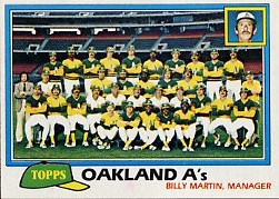 1981 Topps Baseball Cards      671     A's Team CL#{Billy Martin MG